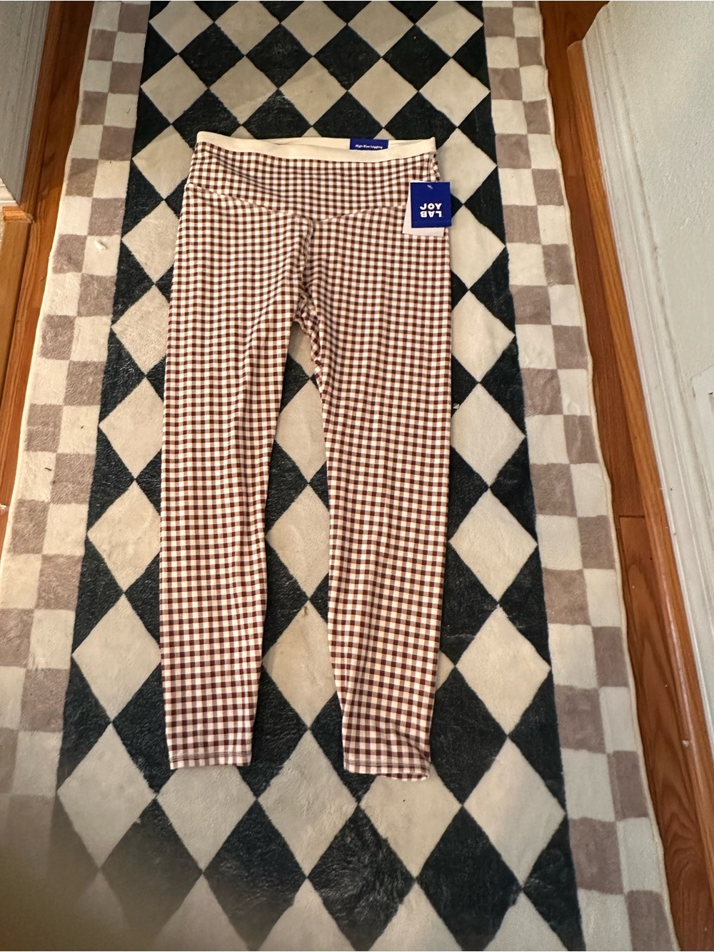JoyLab Brown and Cream Gingham Leggings